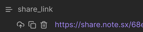 The share_link property showing the three action icons